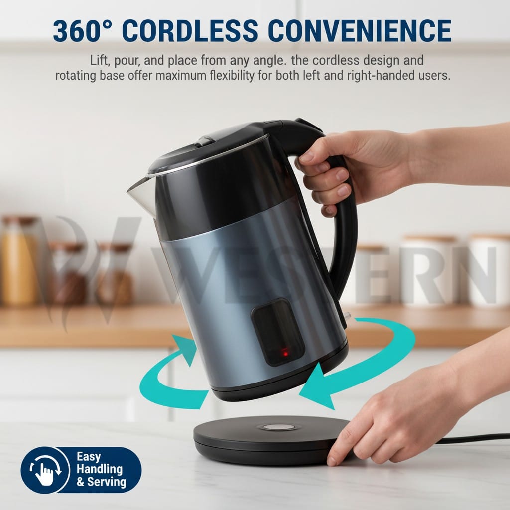 Western Deluxe Electric Kettle W-52 – 1.8L Stainless Steel Electric Kettle | 1500W Fast Boil