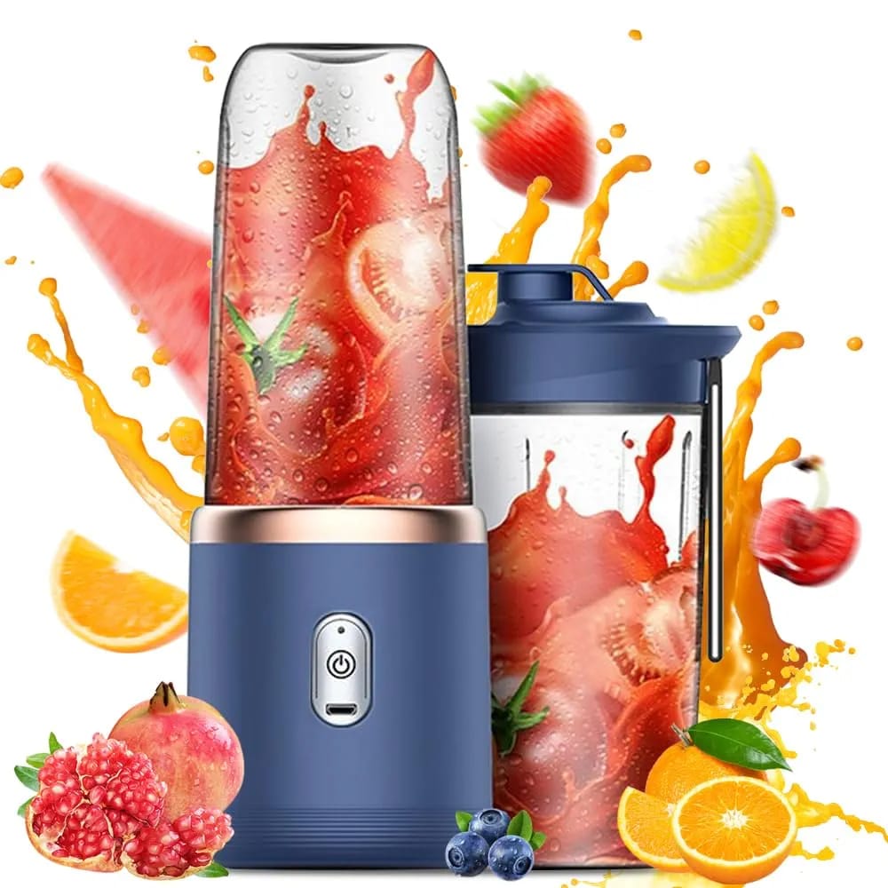 Portable Blender Juicer Machine – 2-in-1 USB Rechargeable Smoothie Maker | 400ml Personal Mini Fruit Mixer