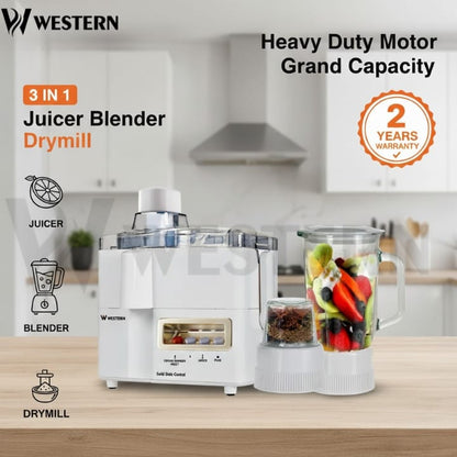Western 3-in-1 Juicer Blender Dry Mill W-707 – Juicer Blender Machine | Heavy Duty Motor | Blender & Grinder