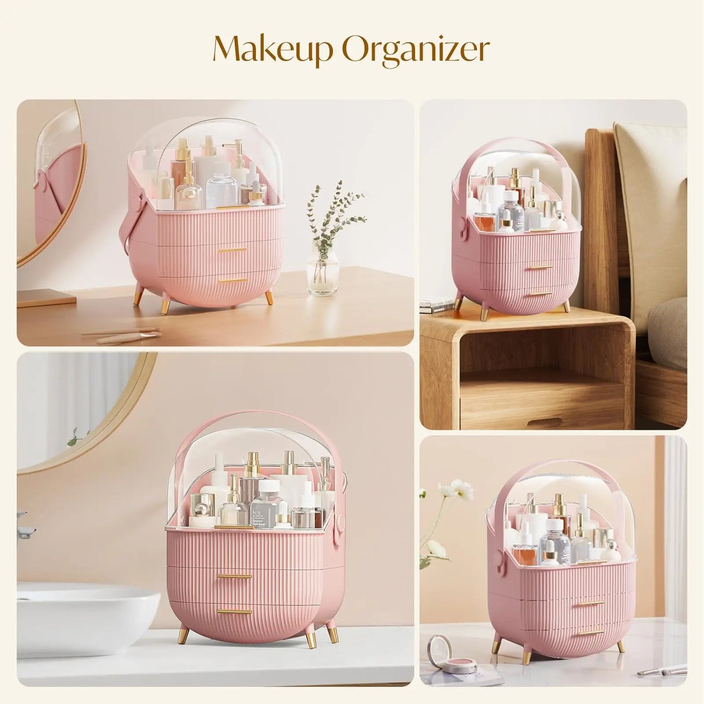 Right Way Shop™ Waterproof Makeup Organizer with Lid & Drawers