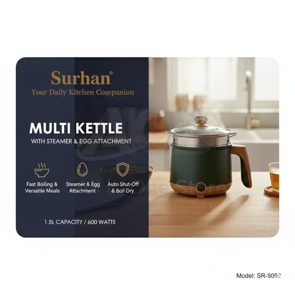 Surhan SR-9092 Multi Kettle 1.5L Non-Stick Ramen Cooker | Multi-Function Electric Pot for Pasta, Noodles, Steak, Egg