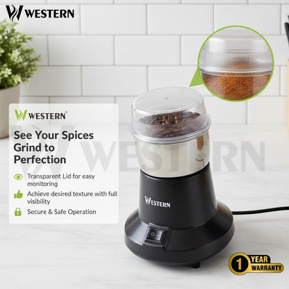 Western W-31 Electric Spice Grinder – 150W Stainless Steel Masala & Coffee Grinder Machine