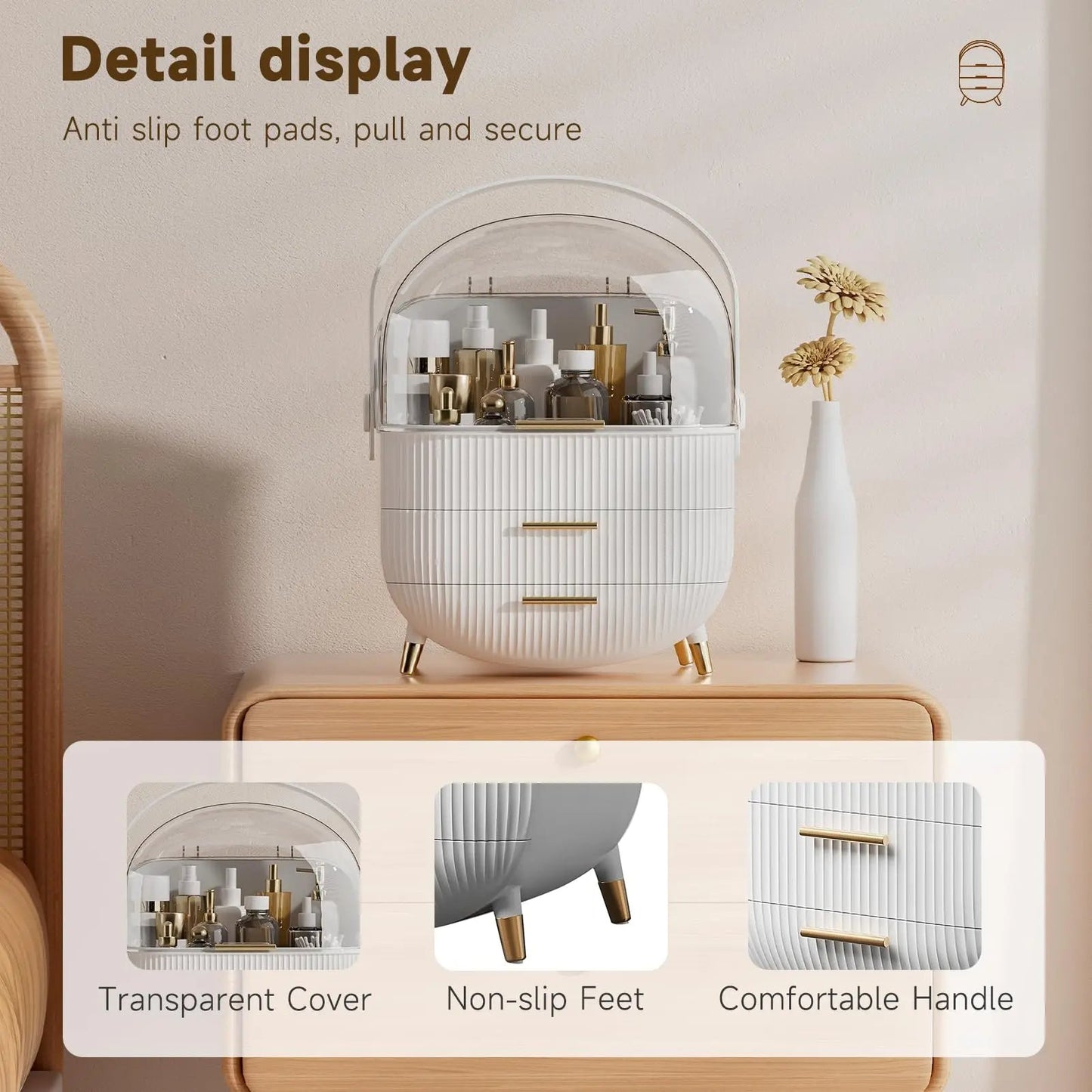Right Way Shop™ Waterproof Makeup Organizer with Lid & Drawers