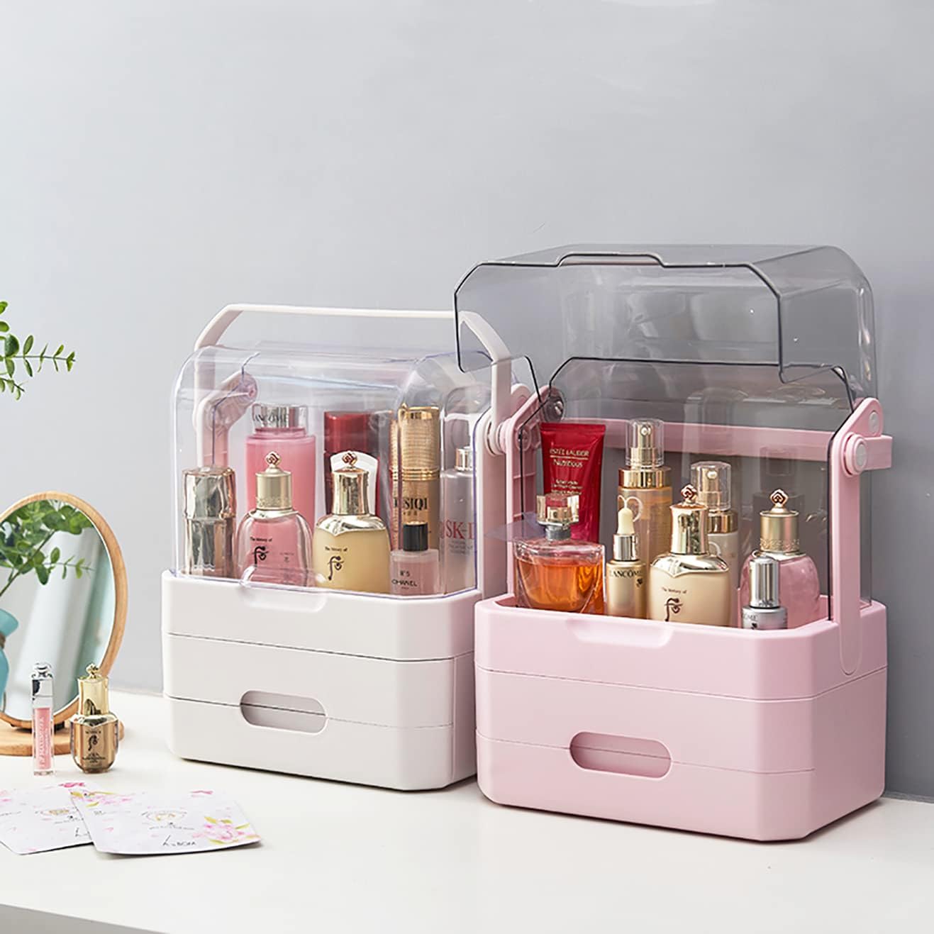 Right Way Shop™ Large Makeup Organizer with Dustproof Lid & Drawers