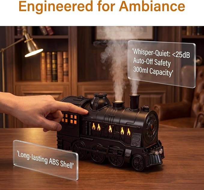 Premium Train Humidifier – Creative LED Steam Engine Aroma Diffuser