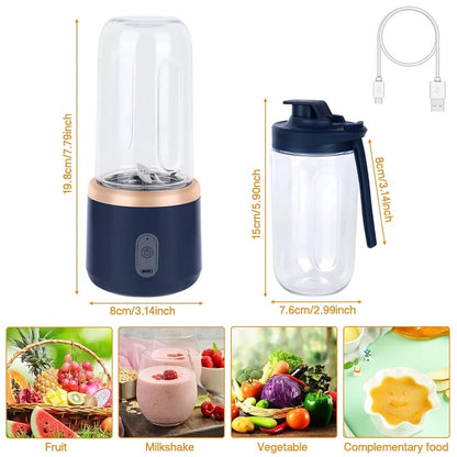 Portable Blender Juicer Machine – 2-in-1 USB Rechargeable Smoothie Maker | 400ml Personal Mini Fruit Mixer