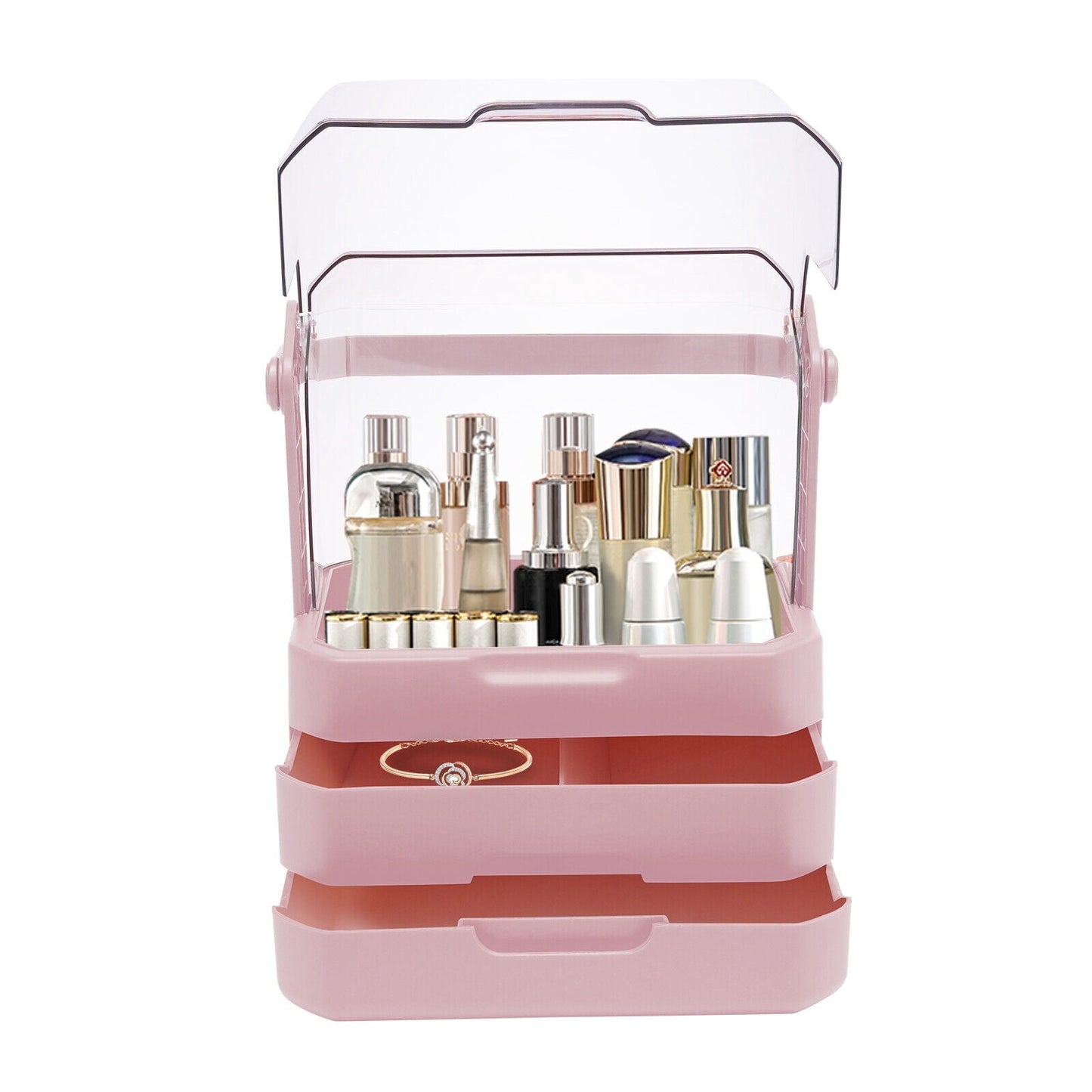 Right Way Shop™ Large Makeup Organizer with Dustproof Lid & Drawers