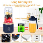 Portable Blender Juicer Machine – 2-in-1 USB Rechargeable Smoothie Maker | 400ml Personal Mini Fruit Mixer