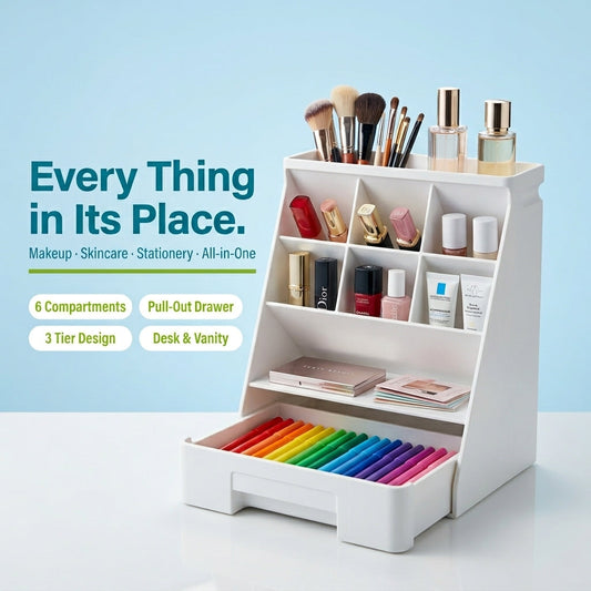 Right Way Shop™ Multi-Compartment Makeup & Desk Organizer
