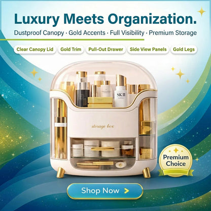 Right Way Shop™ Luxury Makeup Organizer with Drawer & Dustproof Lid