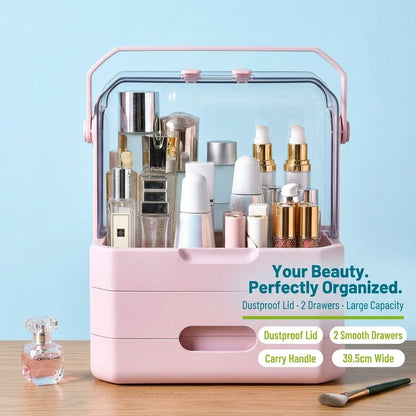 Right Way Shop™ Large Makeup Organizer with Dustproof Lid & Drawers