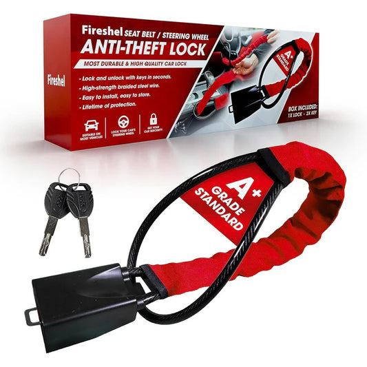 Car Seat Belt Steering Wheel Anti-Theft Locking Device