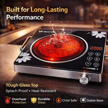 Western Infrared Induction Cooker 2200W – Touch Control Electric Stove | Portable Ceramic Cooktop | 2 Years Warranty