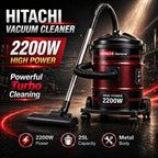 Hitachi Vacuum Cleaner 25L – 2200W High Power Drum Vacuum | Large Capacity Cleaner with Wheels