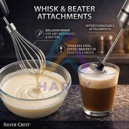 Silver Crest SC-2025 5 in 1 Hand Blender – 500W Powerful Stick Blender | 4 Speed Control | Chopper, Whisk, Frother & Beaker
