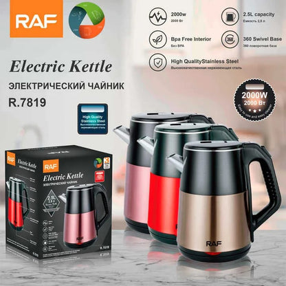 RAF R-7819 Electric Kettle – 2.5L Capacity | 2000W Fast Boil | Stainless Steel Electric Kettle | 360° Swivel Base