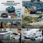 MIKETA Electric Pressure Washer – 1150W 120 Bar High Pressure Cleaner | Portable Car Washer Machine with Spray Gun Kit
