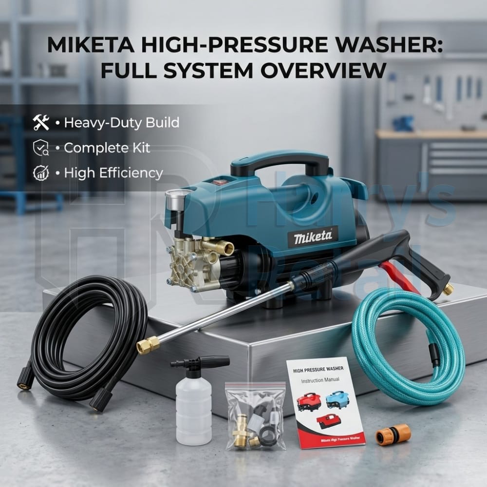 MIKETA Electric Pressure Washer – 1150W 120 Bar High Pressure Cleaner | Portable Car Washer Machine with Spray Gun Kit