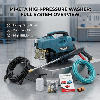 MIKETA Electric Pressure Washer – 1150W 120 Bar High Pressure Cleaner | Portable Car Washer Machine with Spray Gun Kit