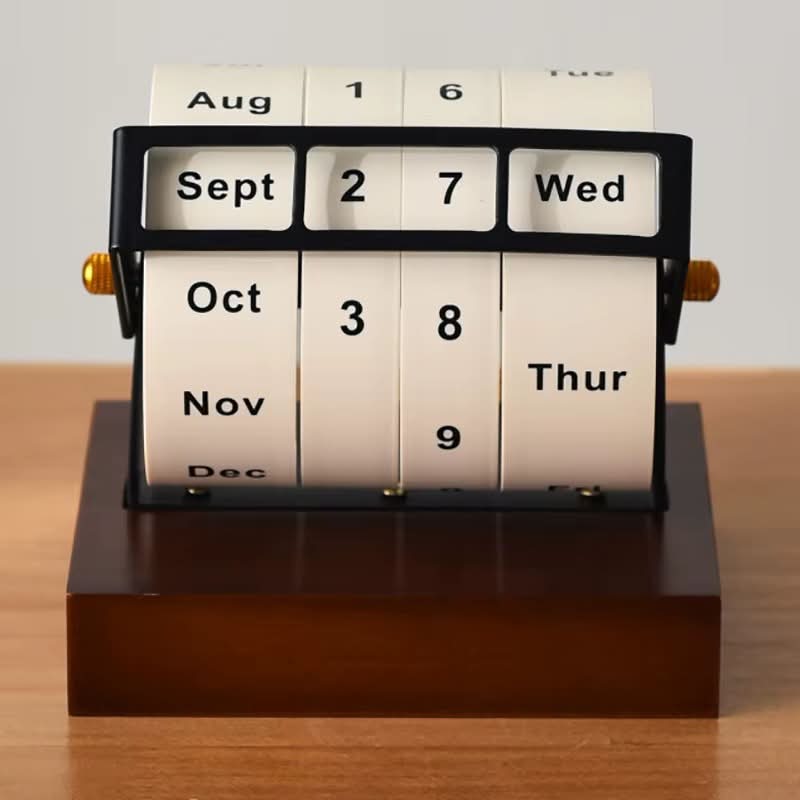 Right Way Shop™ Wooden Rotary Perpetual Desk Calendar