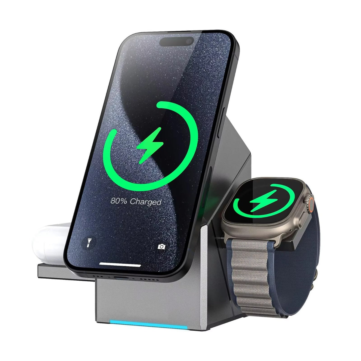 Foldable 3in1 15W Magnetic Wireless Charger Stand