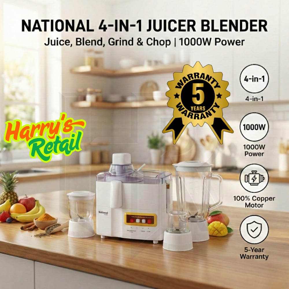 4-in-1 Juicer Blender Grinder Machine – Heavy Duty High-Speed Motor | Juicer, Blender, Dry Mill & Chopper