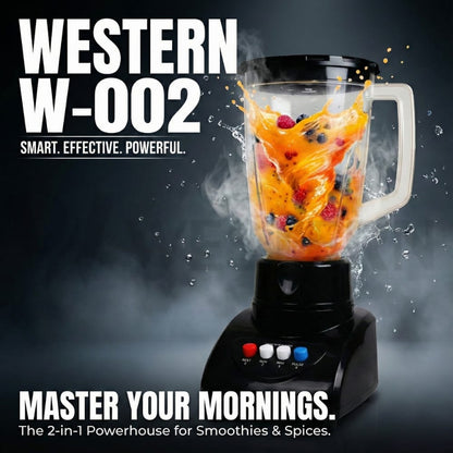 Western W-002 2-in-1 Blender & Grinder – 1.5L Large Capacity | Heavy-Duty 2-Speed Motor| 2-Year Warranty