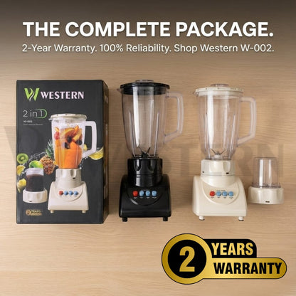 Western W-002 2-in-1 Blender & Grinder – 1.5L Large Capacity | Heavy-Duty 2-Speed Motor| 2-Year Warranty
