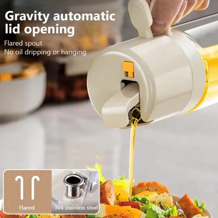2-in-1 Oil Sprayer Bottle – Glass Oil Dispenser with Spray & Pour Function | Leakproof Cooking Oil Bottle