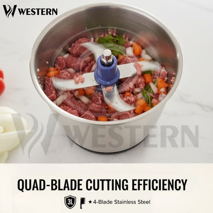 Western Vertical Chopper W-710 – 3L Electric Food Chopper Stainless Steel Bowl | 2-Year Warranty
