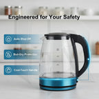 2L Electric Glass Kettle – 1500W Fast Boil Water Heater | Blue LED Light | Heat-Resistant Glass Body