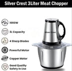 3L Silver Crest Chopper Machine 1000W Powerful Motor | 3 Speed Control Electric Food Chopper