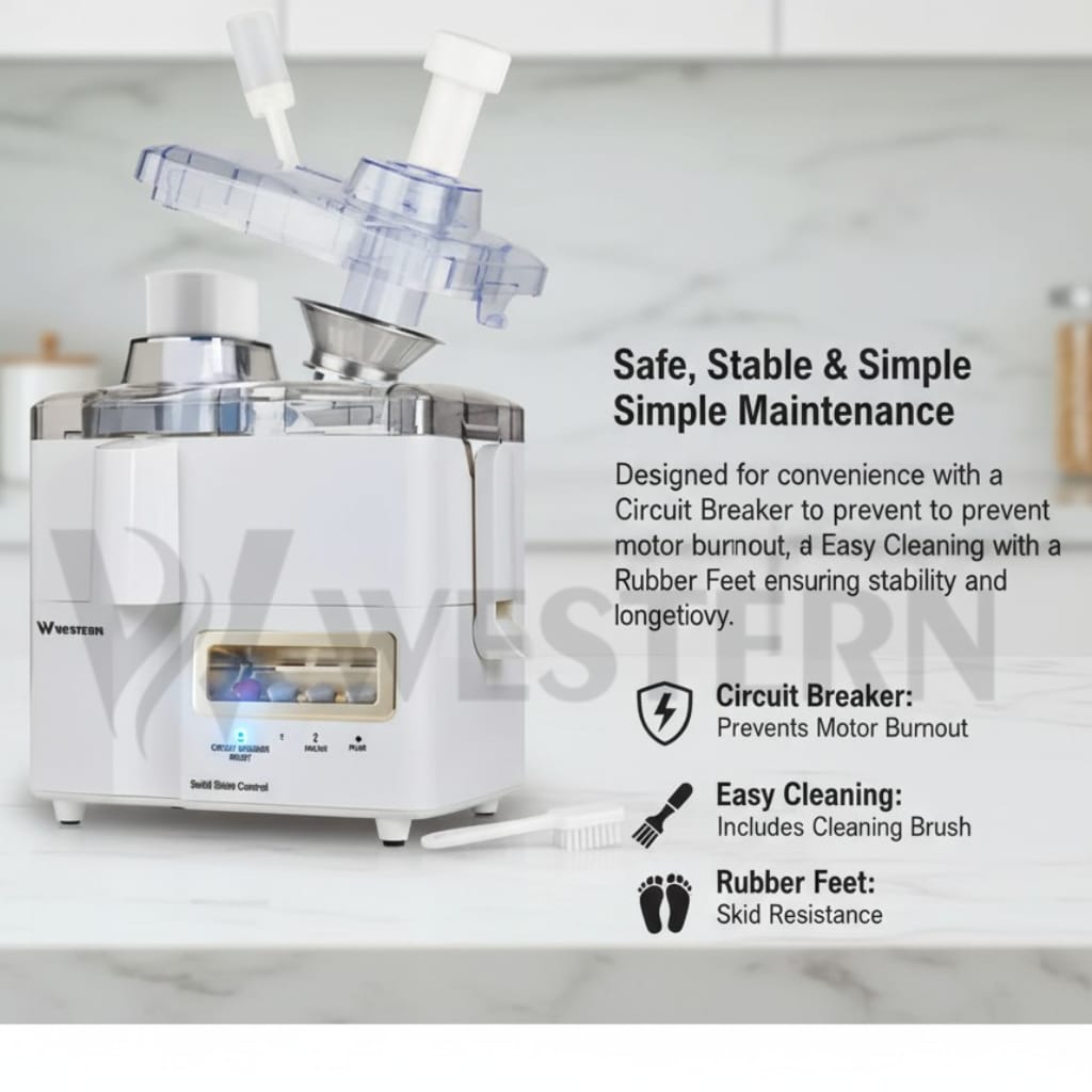 Western 4-in-1 Juicer Blender Grinder W-708 – 750W Heavy Duty Juicer Machine | Blender, Dry Mill & Chutney Grinder | 2-Year Warranty