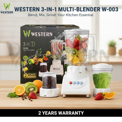 Western 3-in-1 Multi-Blender W-003 – Juicer Blender Machine | 1.5L Jar | Coffee & Spice Grinder