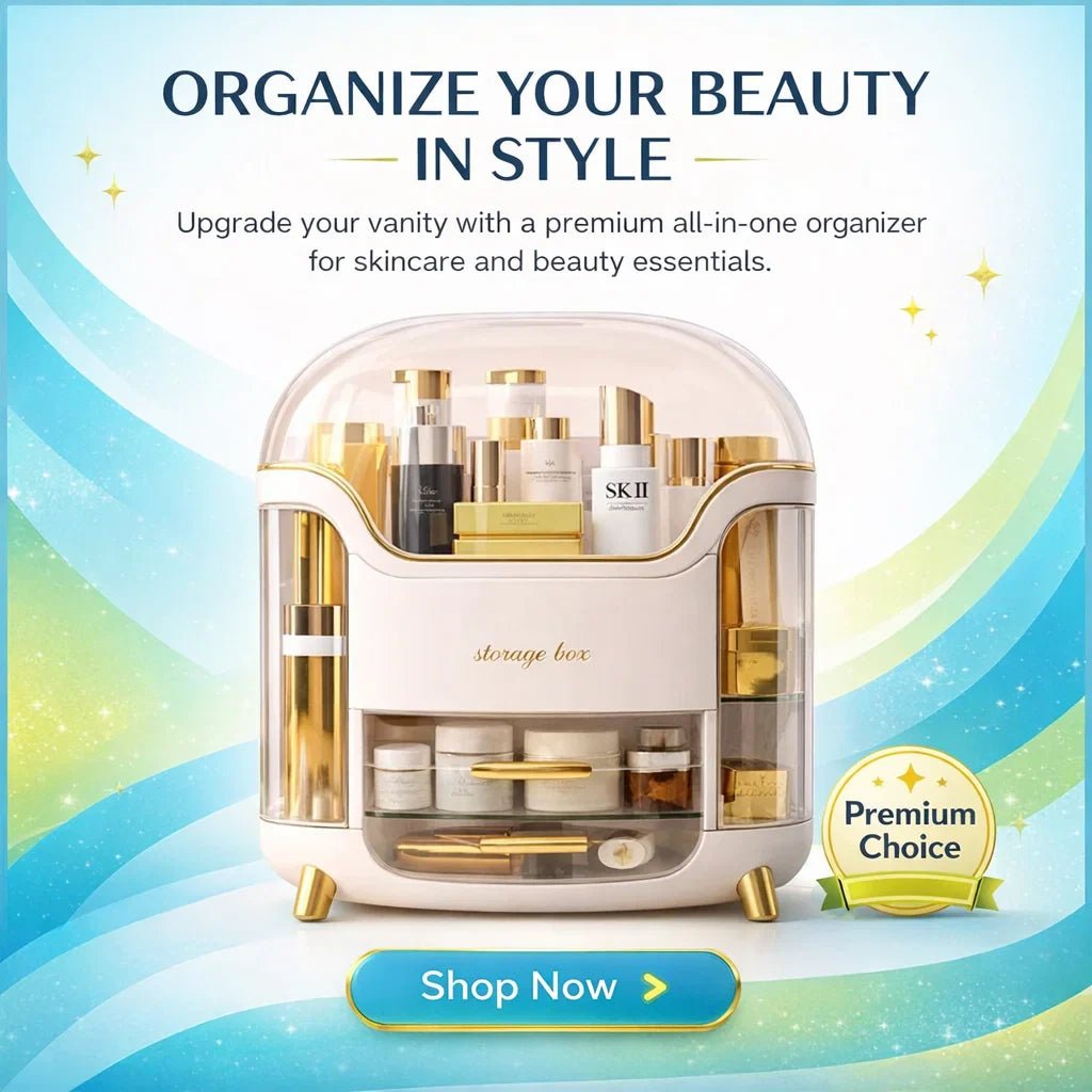 Right Way Shop™ Luxury Makeup Organizer with Drawer & Dustproof Lid
