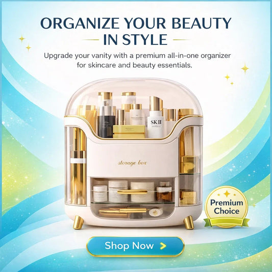 Right Way Shop™ Luxury Makeup Organizer with Drawer & Dustproof Lid