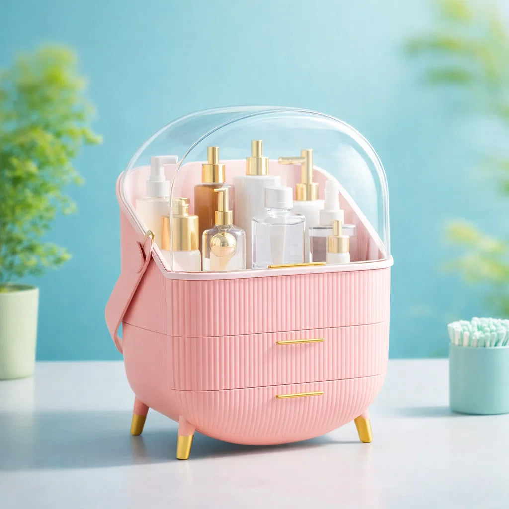 Right Way Shop™ Waterproof Makeup Organizer with Lid & Drawers