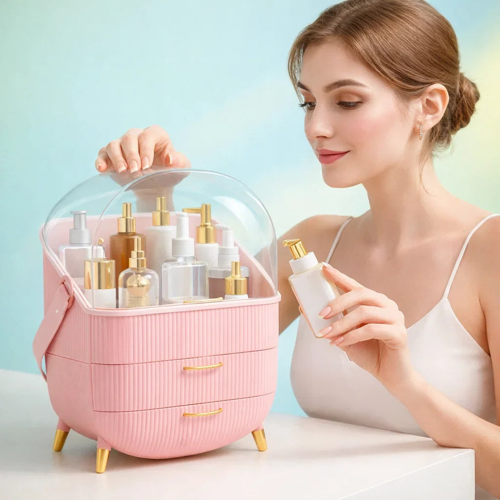 Right Way Shop™ Waterproof Makeup Organizer with Lid & Drawers